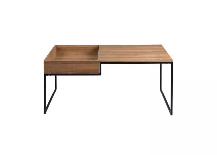 Tim – Table basse de style industriel en bois et avec un cadre en métal noir (105 x 66 cm)