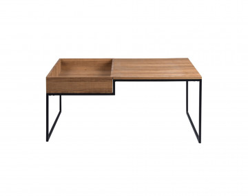 Tim – Table basse de style industriel en bois et avec un cadre en métal noir (105 x 66 cm)