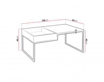 Tim – Table basse de style industriel en bois et avec un cadre en métal noir (105 x 66 cm)