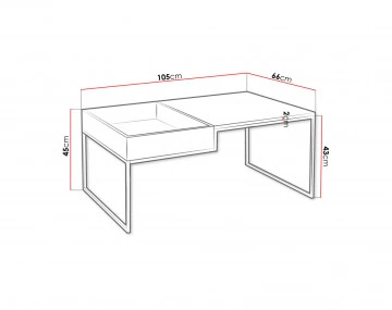 Tim – Table basse de style industriel en bois et avec un cadre en métal noir (105 x 66 cm)