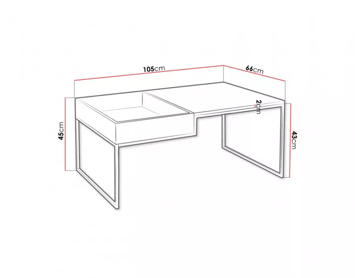 Tim – Table basse de style industriel en bois et avec un cadre en métal noir (105 x 66 cm)