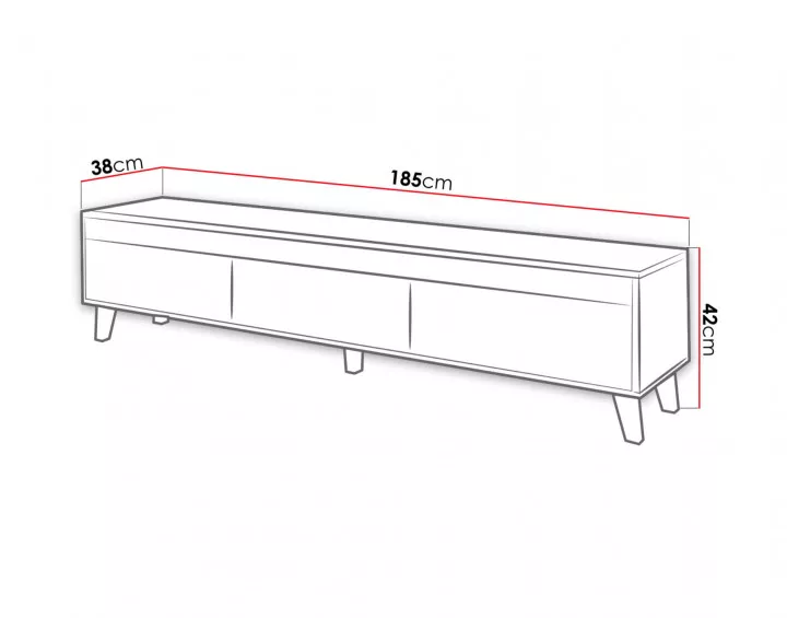 Lord – Meuble TV de style industriel avec trois armoires de rangement (185x42x38 cm)