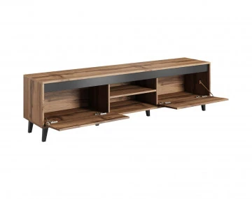 Lord II – Meuble TV de style industriel avec deux armoires de rangement et une niche avec étagère (dimensions totales de 170x49x
