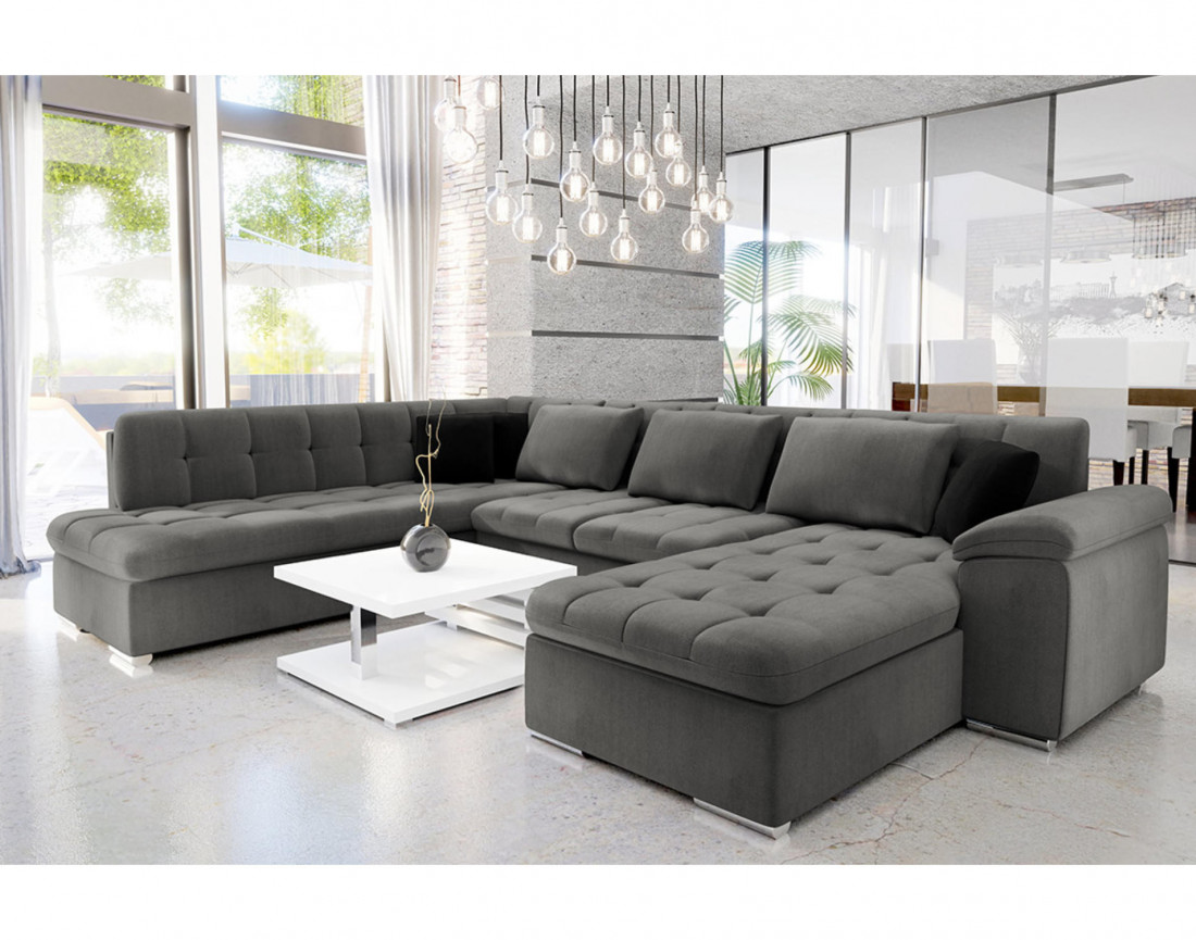 Chuck – canapé panoramique d'angle gauche convertible avec coffre au style contemporain