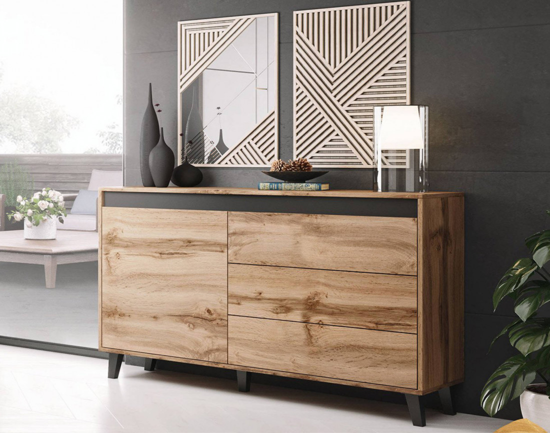 Lord - buffet bas 3 tiroirs et 1 porte 138 cm