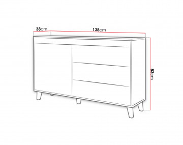 Lord - buffet bas 3 tiroirs et 1 porte 138 cm