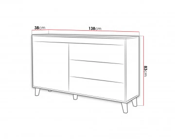 Lord - buffet bas 3 tiroirs et 1 porte 138 cm