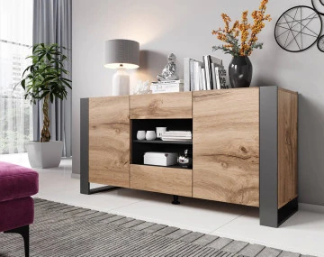 Willow - buffet bas bois et gris - style industriel - 164 cm