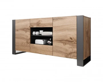 Willow - buffet bas bois et gris - style industriel - 164 cm