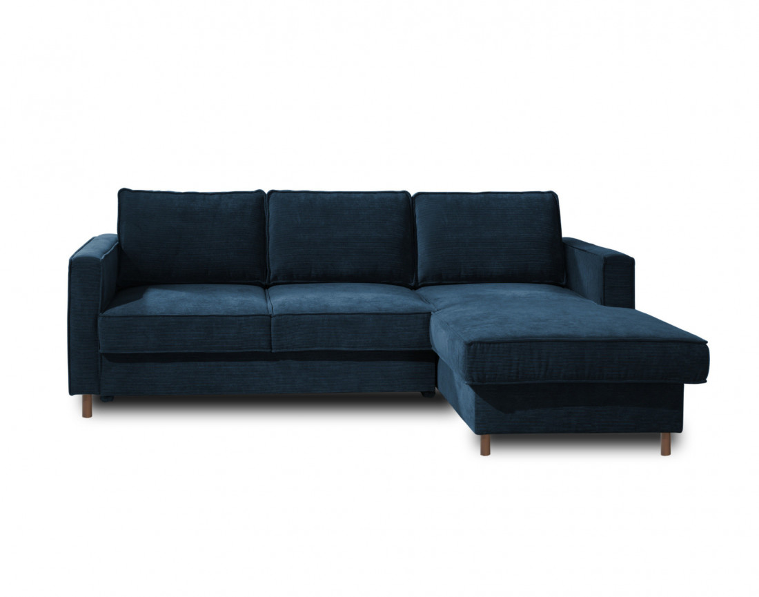 Canapé d'angle droit convertible avec coffre 4 places en velours côtelé Jake