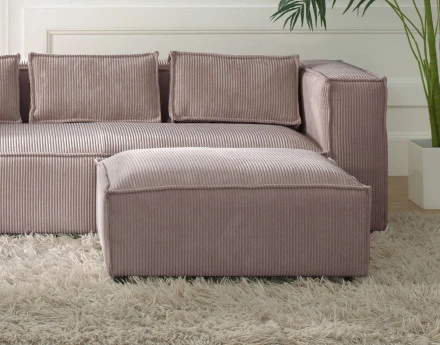 Stella - pouf en velours côtelé au style contemporain