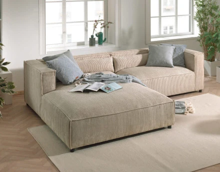 Ela - canapé d'angle gauche 4 places - en velours côtelé - style contemporain