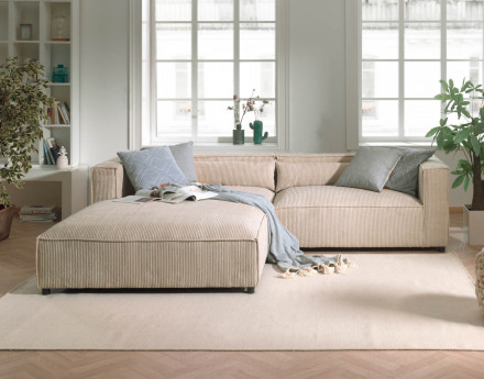 Ela - canapé d'angle gauche 4 places - en velours côtelé - style contemporain