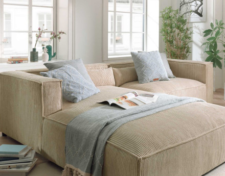 Ela - canapé d'angle gauche 4 places - en velours côtelé - style contemporain