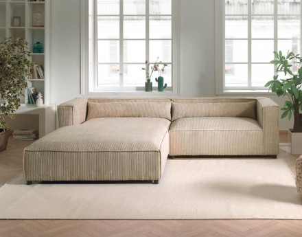 Ela - canapé d'angle gauche 4 places - en velours côtelé - style contemporain