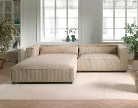 Ela - canapé d'angle gauche 4 places - en velours côtelé - style contemporain