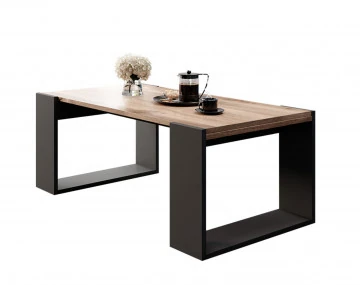 Willow - table basse bois et gris - style industriel - 120 cm