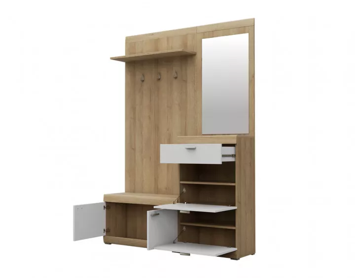 Thea - Meuble d'entrée bois et blanc - 135 cm - style scandinave