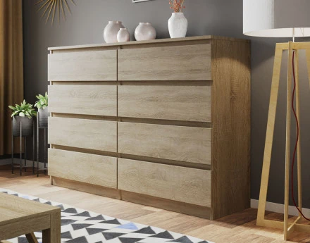Celia - Commode 8 tiroirs en bois - 139 cm - style contemporain