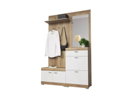 Thea - Meuble d'entrée bois et blanc - 135 cm - style scandinave