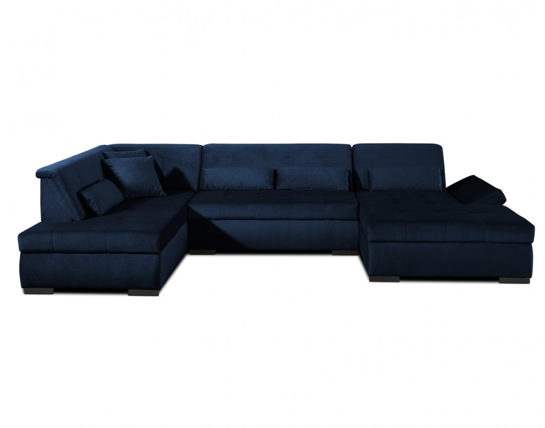 Canapé panoramique d'angle gauche 7 places XXL en velours Vermont