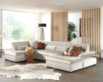 Canapé panoramique d'angle gauche 7 places XXL Vermont - Best Mobilier