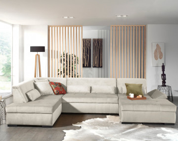 Canapé panoramique d'angle gauche 7 places XXL Vermont - Best Mobilier