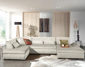 Canapé panoramique d'angle gauche 7 places XXL Vermont - Best Mobilier