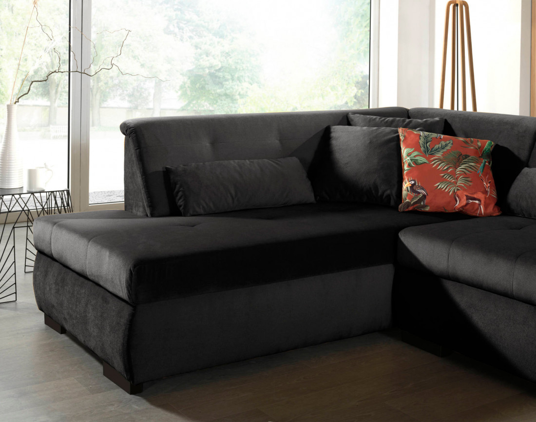 Canapé panoramique d'angle gauche 7 places XXL en velours Vermont