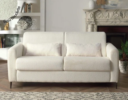 Canapé 3 places convertible express quotidien en tissu bouclette Owen