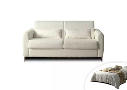 Owen - canapé 3 places convertible en tissu bouclette - couchage quotidien avec ouverture express