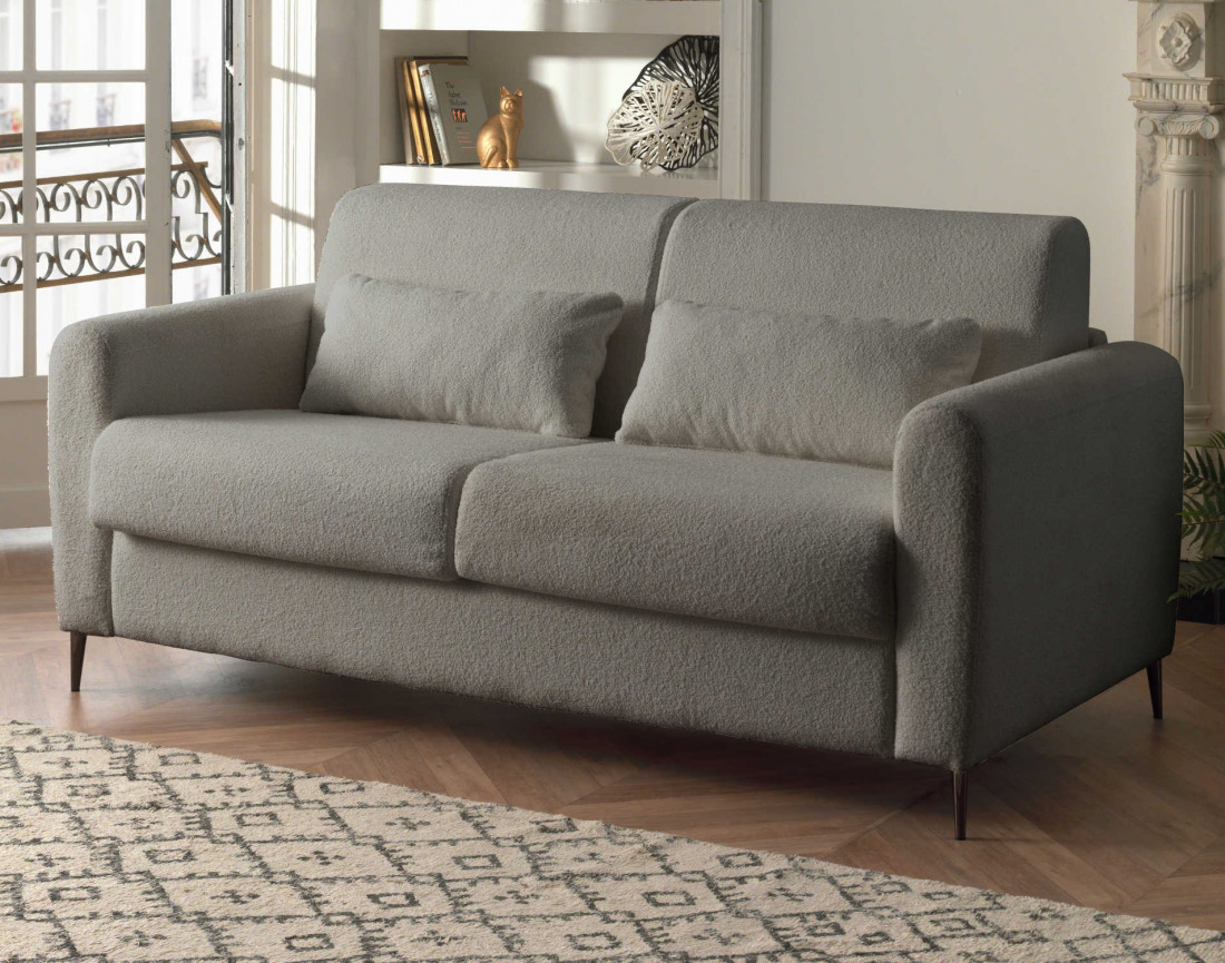 Canapé 3 places convertible express quotidien en tissu bouclette Owen