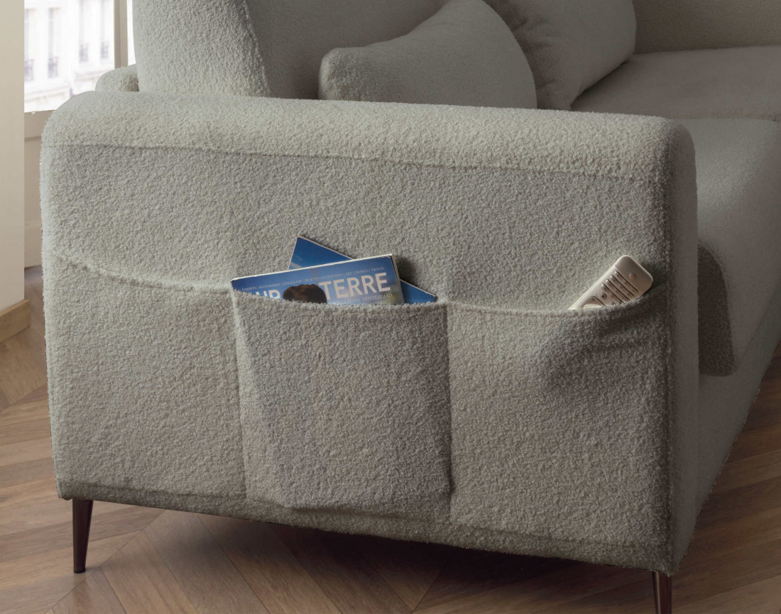 Canapé 3 places convertible express quotidien en tissu bouclette Owen