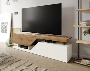 PITT – Meuble TV de style industriel avec deux armoires de rangement (160x46x35 cm)