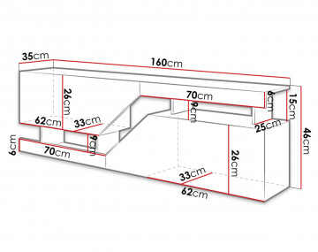 PITT – Meuble TV de style industriel avec deux armoires de rangement (160x46x35 cm)