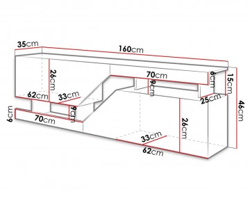 PITT – Meuble TV de style industriel avec deux armoires de rangement (160x46x35 cm)
