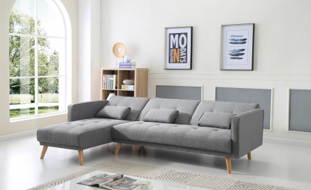 SCANDINAVE - Canapé d'angle réversible convertible - 267x151x88cm - Gris clair SCANDINAVE - Canapé d'angle réversible convertible - 267x151x88cm - Gris clair