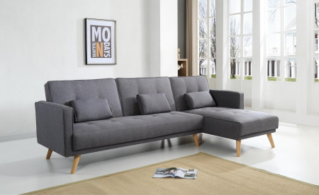SCANDINAVE - Canapé d'angle réversible convertible - 267x151x88cm - Gris foncé SCANDINAVE - Canapé d'angle réversible convertible - 267x151x88cm - Gris foncé