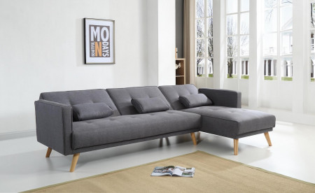 SCANDINAVE - Canapé d'angle réversible convertible - 267x151x88cm - Gris foncé SCANDINAVE - Canapé d'angle réversible convertible - 267x151x88cm - Gris foncé