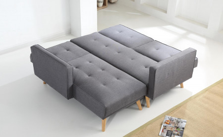 SCANDINAVE - Canapé d'angle réversible convertible - 267x151x88cm - Gris foncé SCANDINAVE - Canapé d'angle réversible convertible - 267x151x88cm - Gris foncé
