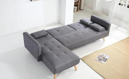 SCANDINAVE - Canapé d'angle réversible convertible - 267x151x88cm - Gris foncé SCANDINAVE - Canapé d'angle réversible convertible - 267x151x88cm - Gris foncé