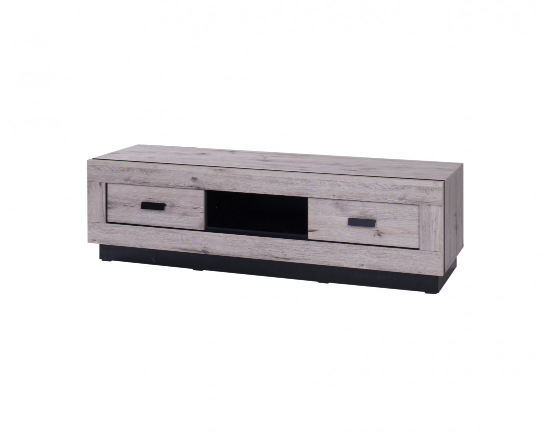 Otis - meuble TV bois gris 2 tiroirs et 1 niche 170 cm