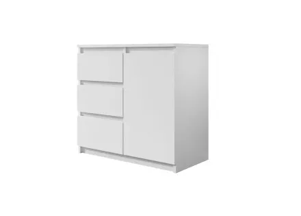 Luna - commode 3 tiroirs blanc - style contemporain - 80 cm