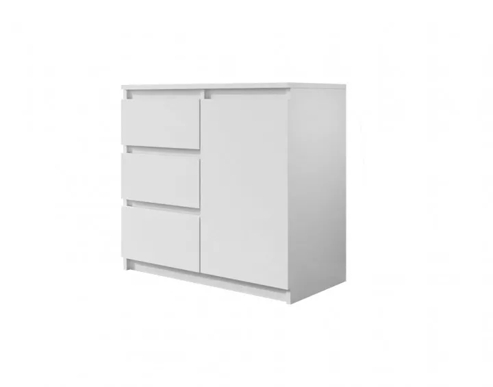 Luna - commode 3 tiroirs blanc - style contemporain - 80 cm