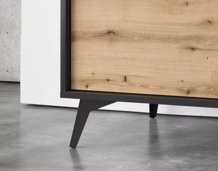 Peter - meuble TV bois et noir - style industriel - 154 cm