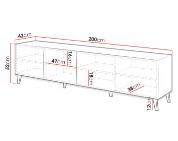Chloe meuble tv 4 portes 200 cm