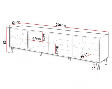 Chloe meuble tv 4 portes 200 cm