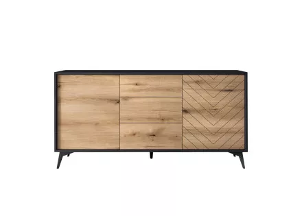 Peter - buffet bas bois et noir - style industriel - 154 cm