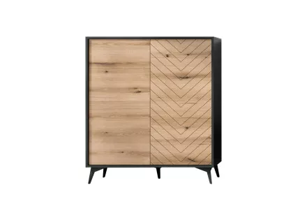 Peter - buffet haut bois et noir - style industriel - 104 cm