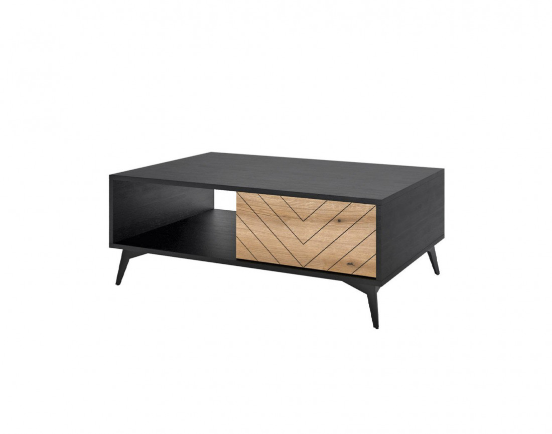 Peter - table basse bois et noir - style industriel - 104 cm